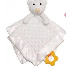 White Dimple Comforter, Satin Trim & Teether