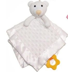 White Dimple Comforter, Satin Trim & Teether