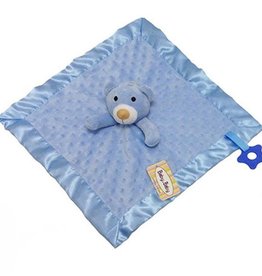 Blue Dimple Comforter, Satin Trim & Teether