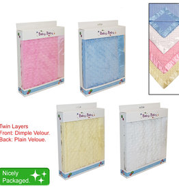 Plush Velour Boxed Dimple Blanket White