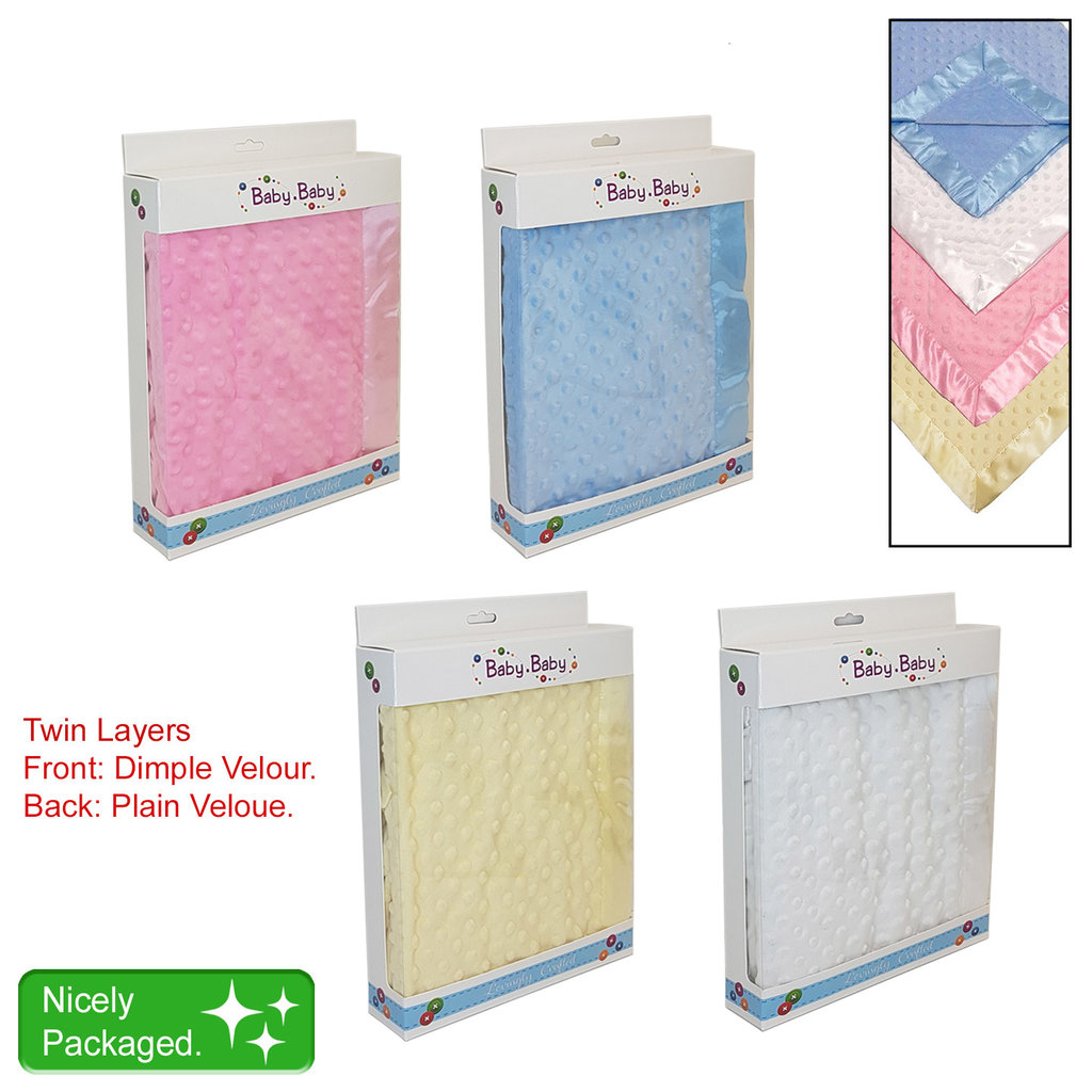 Plush Velour Boxed Dimple Blanket Pink