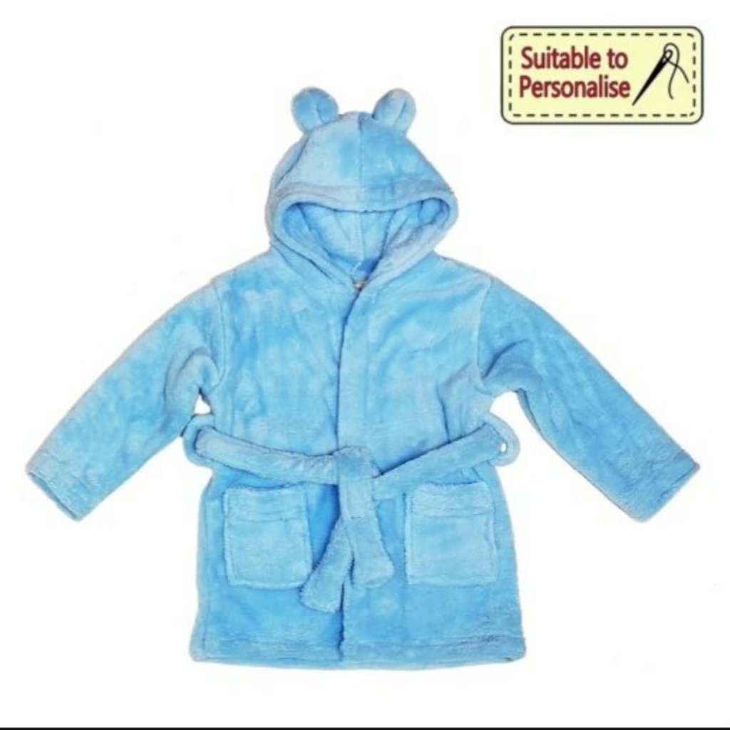 Blue Hooded Fleece Robe 0-6m