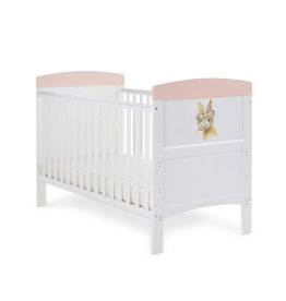 Obaby Obaby Grace Inspire Cot Bed- Water Colour Rabbit Pink