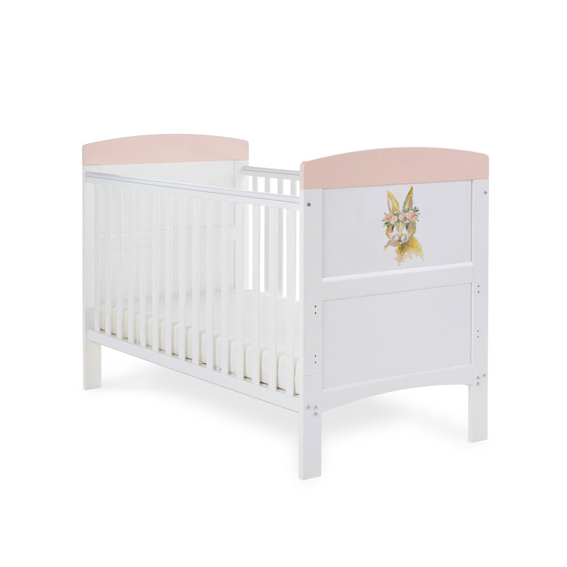 Obaby Obaby Grace Inspire Cot Bed- Water Colour Rabbit Pink