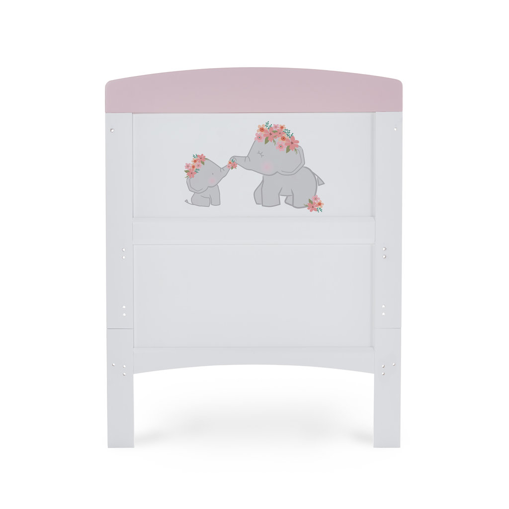Obaby Obaby Grace Inspire Cot Bed- Me and Mini Me Elephants Pink
