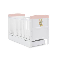 Obaby Obaby Grace Inspire Cot Bed & Underdrawer- Water Colour Rabbit - Pink