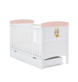 Obaby Obaby Grace Inspire Cot Bed & Underdrawer- Water Colour Rabbit - Pink