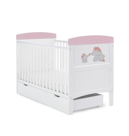 Obaby Obaby Grace Inspire Cot Bed & Underdrawer- Me & Mini Me Elephants - Pink