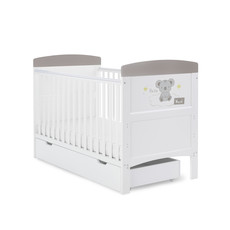Obaby Obaby Grace Inspire Cot Bed & Underdrawer- Hello World Koala - Grey