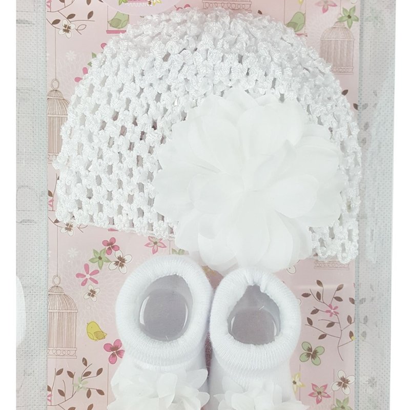 Christening Hat & Sock Set 0-12m