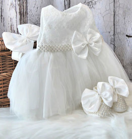 Visara Christening Dress Shoes /Headband 6-9m