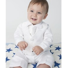 White Check 4 pc Christening Suit 9-12m
