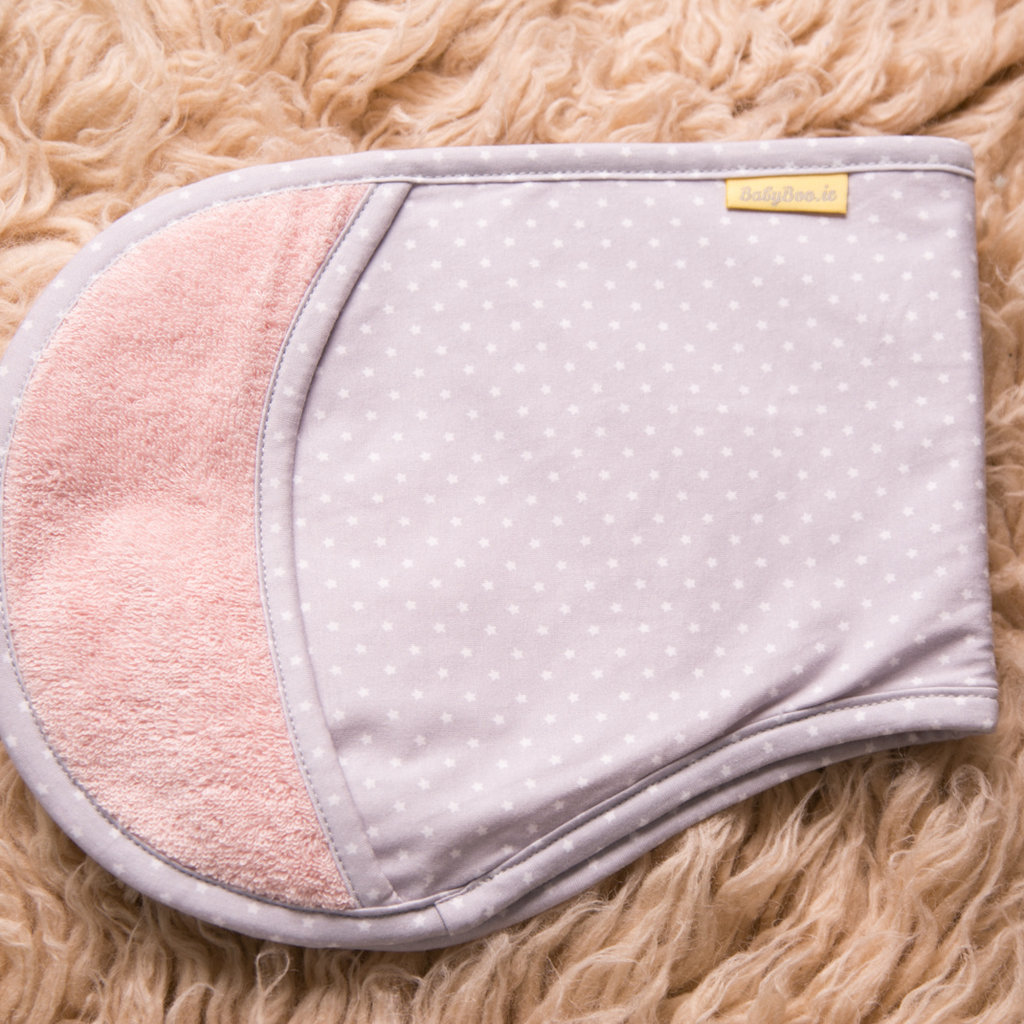 Babyboo Burpyboo Burp Towel-Blush Pink/ Grey Stars