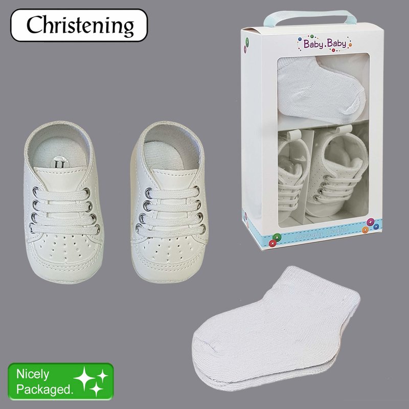 Boxed Boy's Christening Shoe & Socks