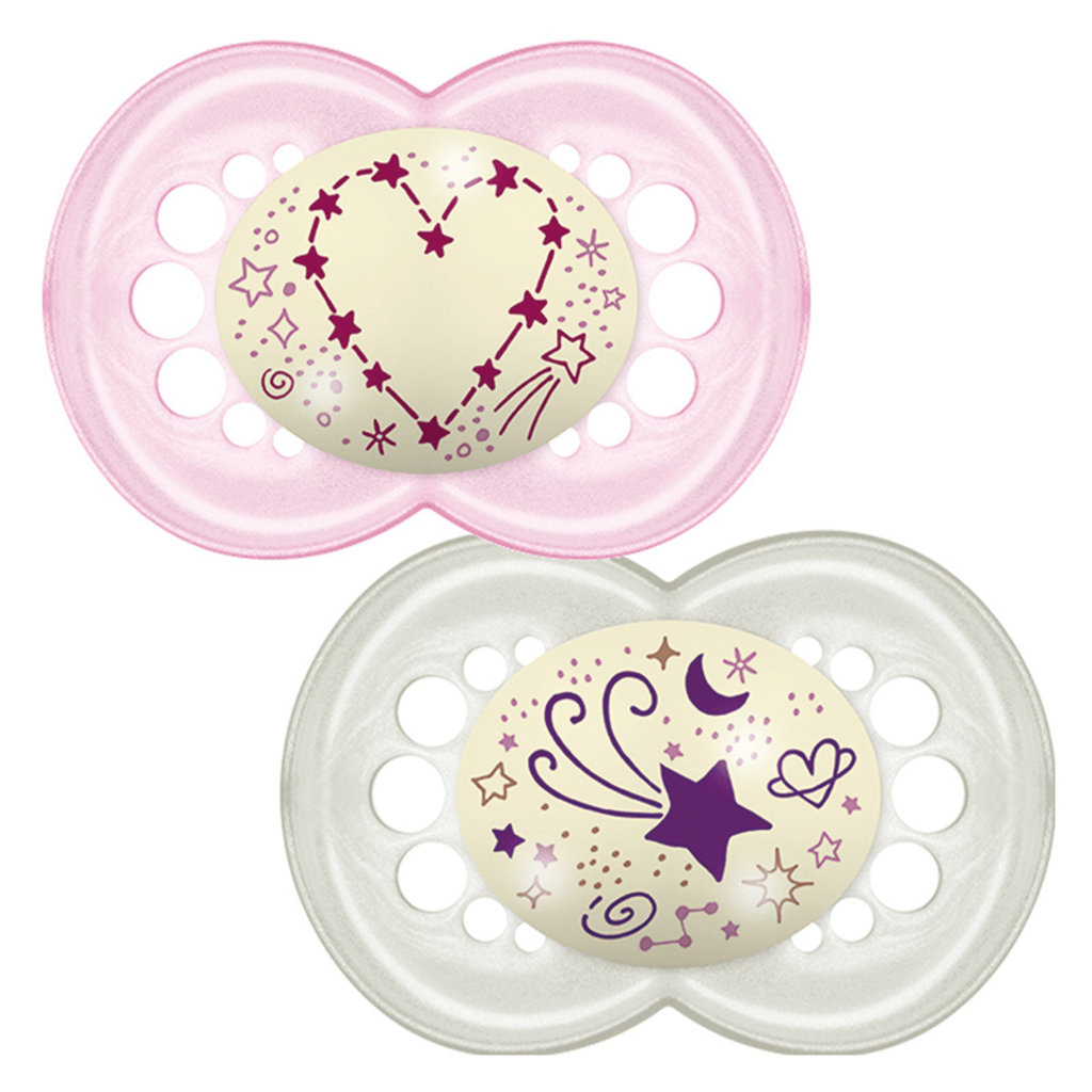 Mam MAM Original Night Soother Pink 6m+ 2Pk