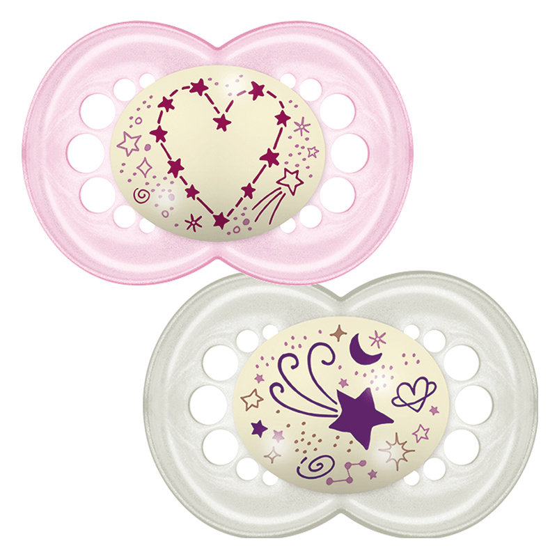Mam MAM Original Night Soother Pink 6m+ 2Pk