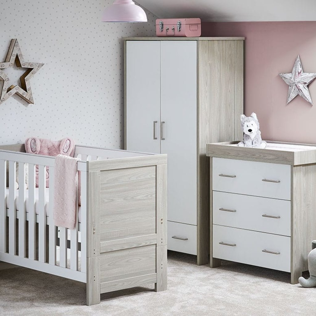 Obaby Obaby Nika Mini 3 Piece Room Set - Grey Wash & White
