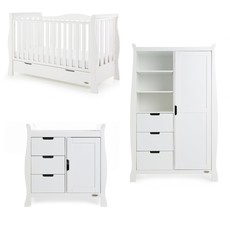 Obaby Obaby Stamford Luxe Sleigh 3 Piece Room Set - White