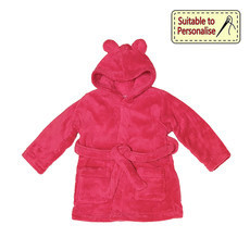 Baby Bow Cerise Pink Hooded Fleece Robe 12-18m