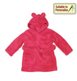 Baby Bow Cerise Pink Hooded Fleece Robe 12-18m