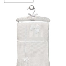 Baby Bow Baby White Christening  Shawl with Bow and Ribbons