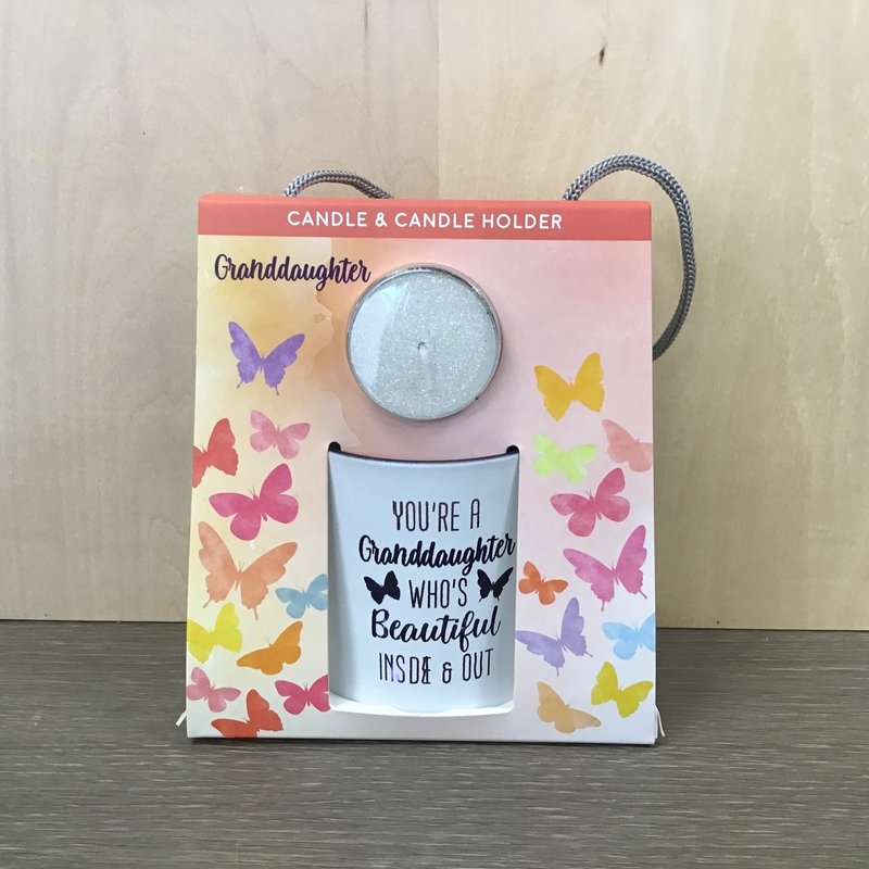 Granddaughter Sentimental Candle  & Candle Holder