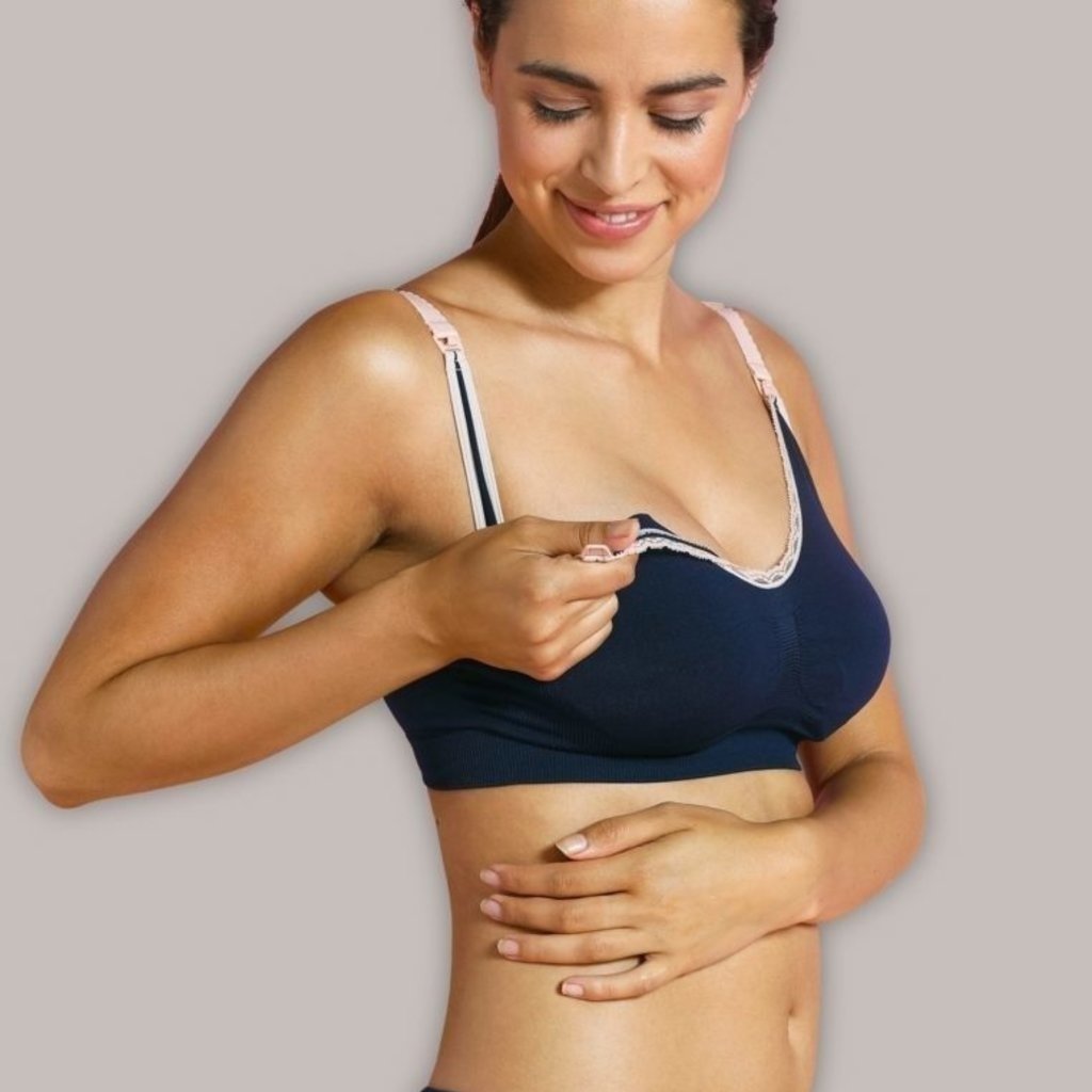 Carriwell Original Maternity And Nursing Bra - Navy And Pink / Extra Large