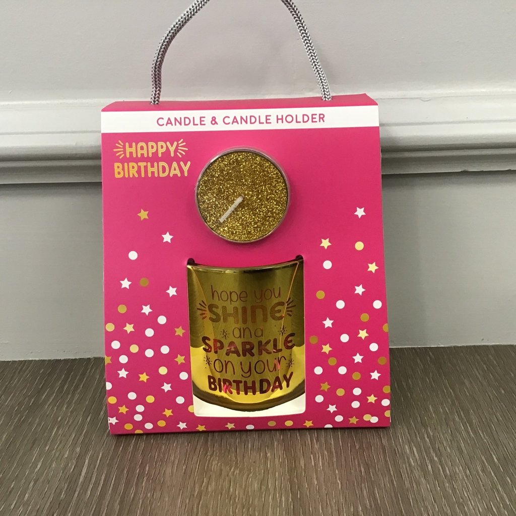 Happy Birthday Sentiment Candle & Candle Holder