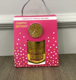 Happy Birthday Sentiment Candle & Candle Holder