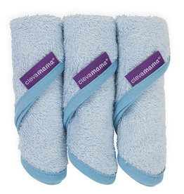 Clevamama Clevamama Bamboo Wash Cloth  Set 3pk Blue