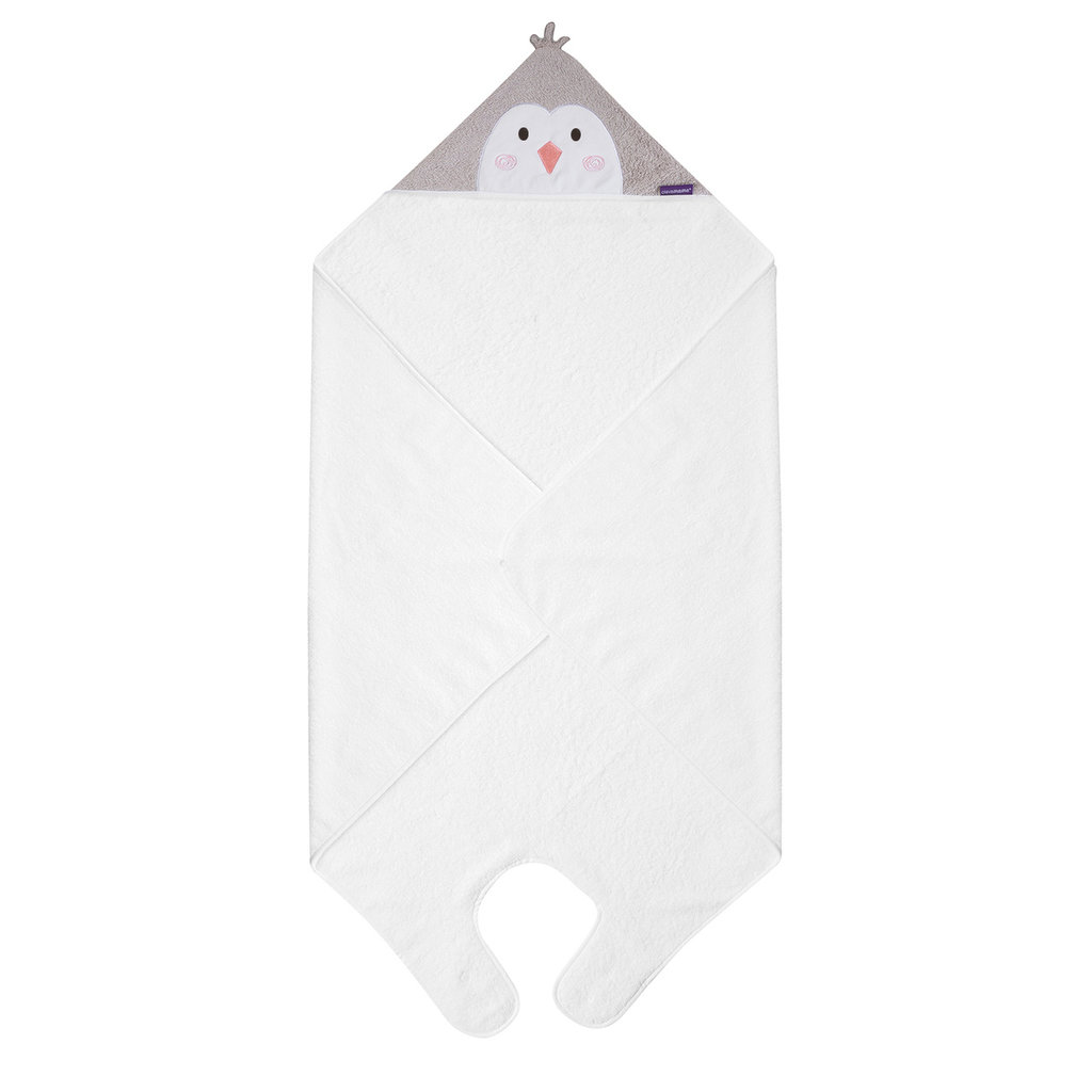 Clevamama Apron Baby Bath Towel White Pebbles Penguin
