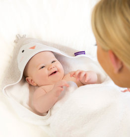 Clevamama Apron Baby Bath Towel White Pebbles Penguin