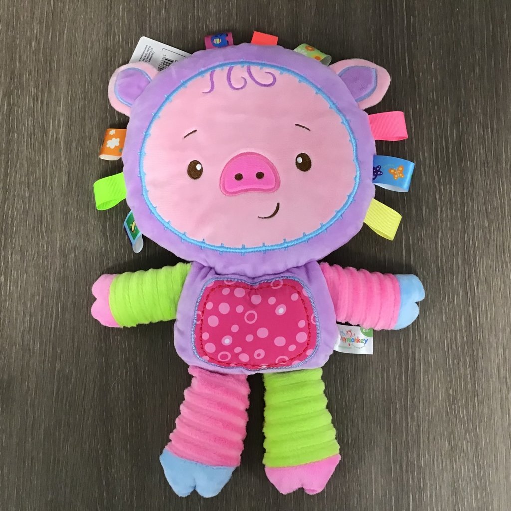 Baby Bow Animal Comforter Taggie Toy - Pig