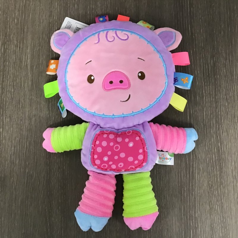 Baby Bow Animal Comforter Taggie Toy - Pig
