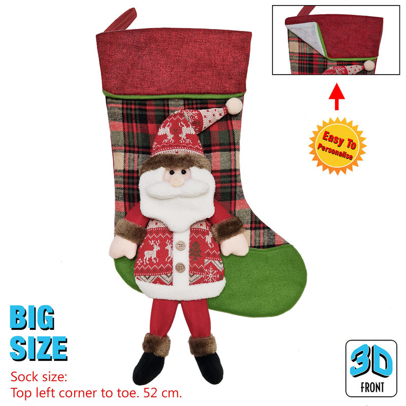 Christmas Santa Stocking With Name Plate