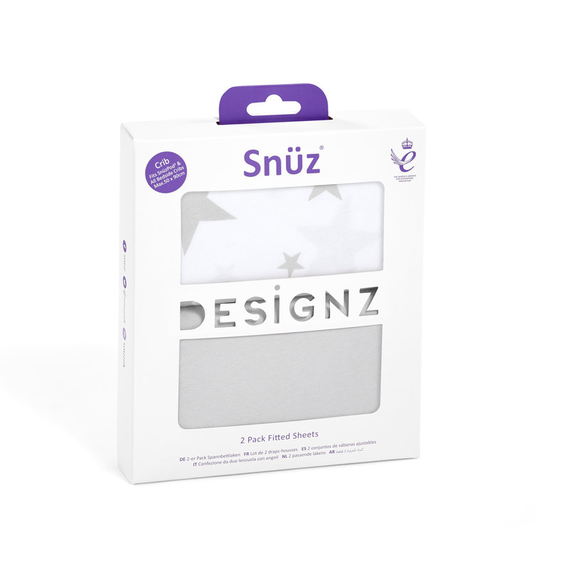 Snuz Snuz 2 Pack Crib Fitted Sheets- Stars