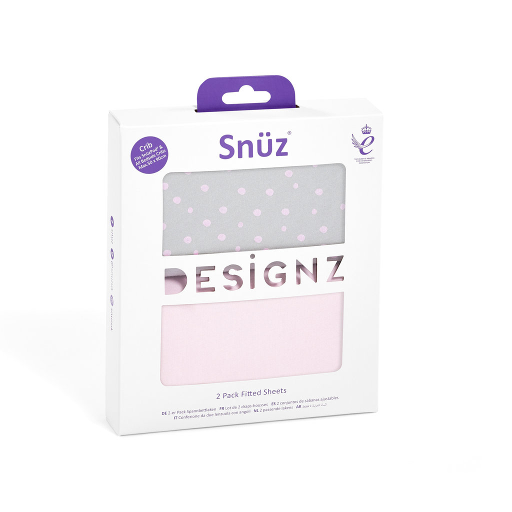 Snuz Snuz- 2 Pack Crib Fitted Sheets Pink Spots