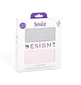 Snuz Snuz- 2 Pack Crib Fitted Sheets Pink Spots