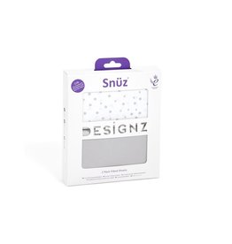 Snuz Snuz- 2 Pack Crib Fitted Sheets- Grey Spots