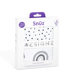 Snuz Snuz- 2 Pack Crib Fitted Sheets- Mono Rainbow
