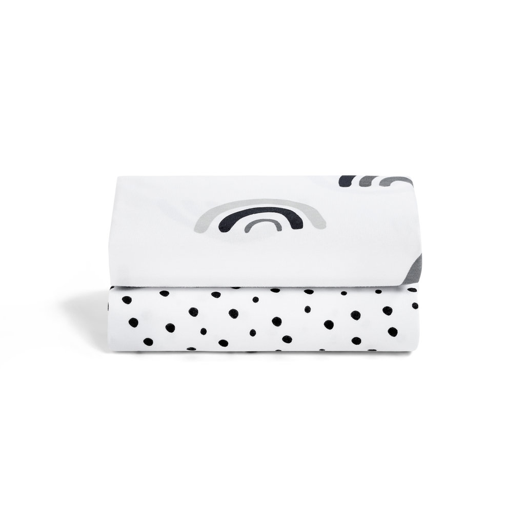 Snuz Snuz- 2 Pack Crib Fitted Sheets- Mono Rainbow