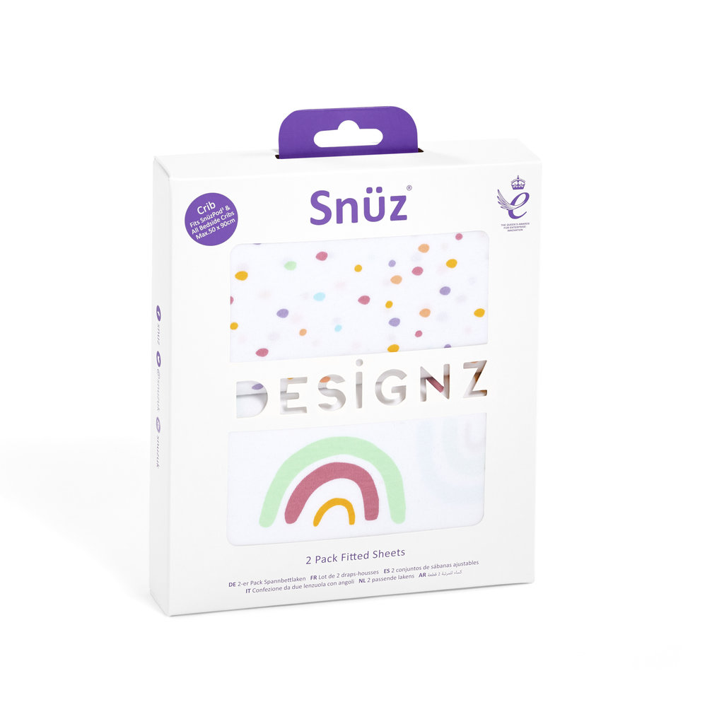 Snuz Snuz Twin Pack Crib Fitted Sheets Multi Rainbow