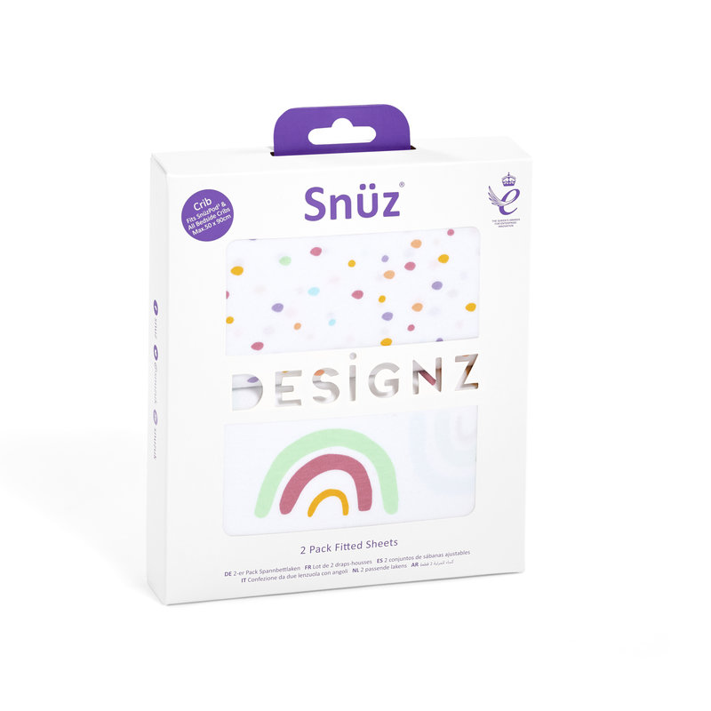 Snuz Snuz Twin Pack Crib Fitted Sheets Multi Rainbow