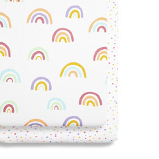 Snuz Snuz Twin Pack Crib Fitted Sheets Multi Rainbow