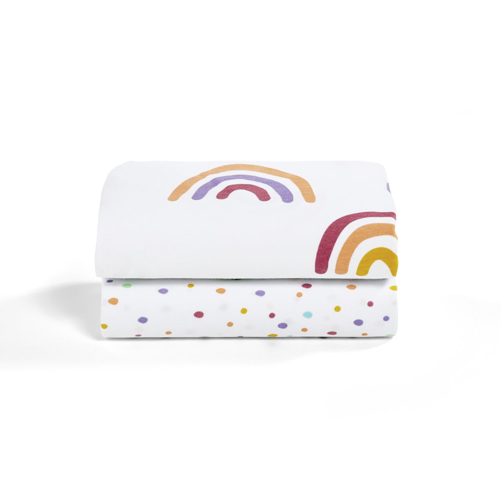 Snuz Snuz Twin Pack Crib Fitted Sheets Multi Rainbow
