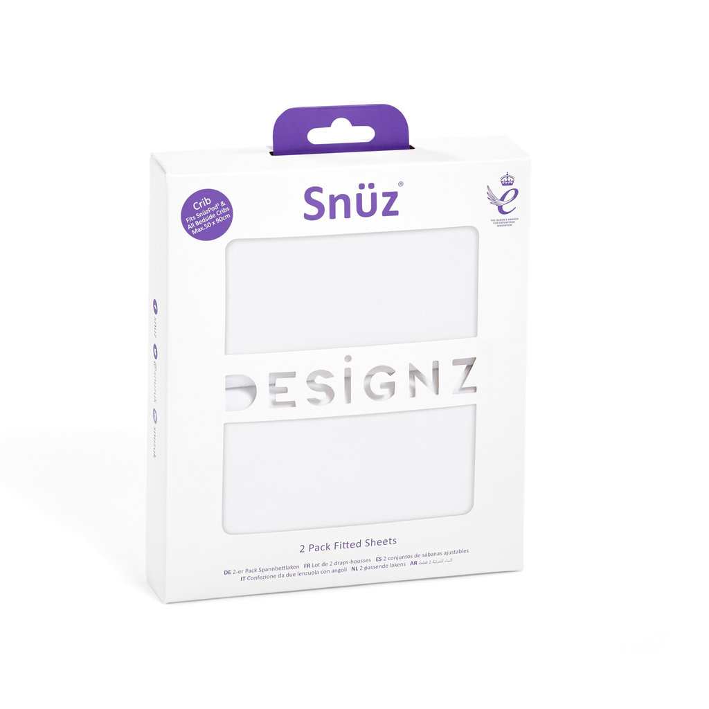 Snuz Snuz- 2 Pack Crib Fitted Sheets- White