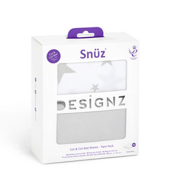 Snuz Snuz- 2 Pack Cot And Cot Bed Fitted Sheets- Grey  Stars