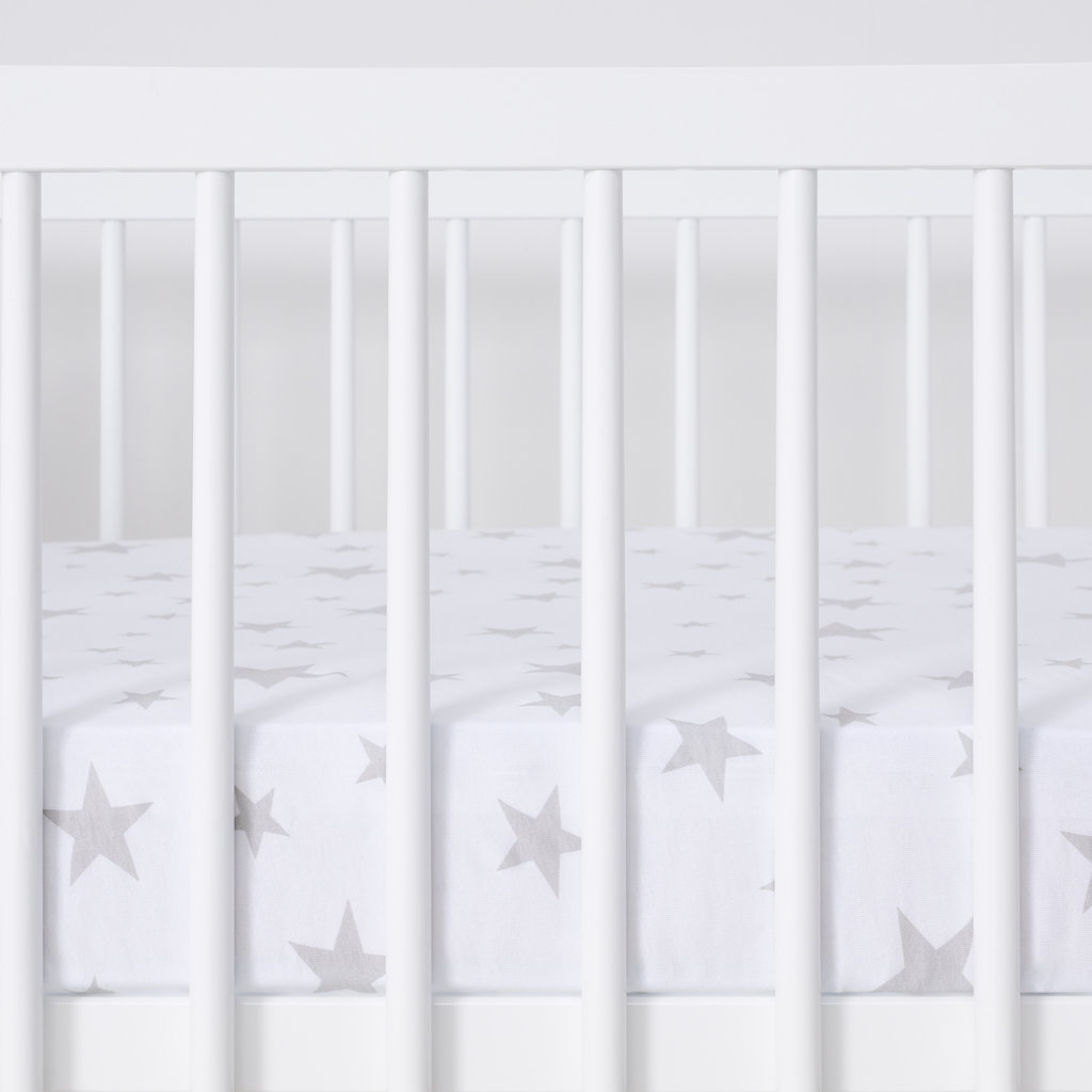 Snuz Snuz- 2 Pack Cot And Cot Bed Fitted Sheets- Grey  Stars