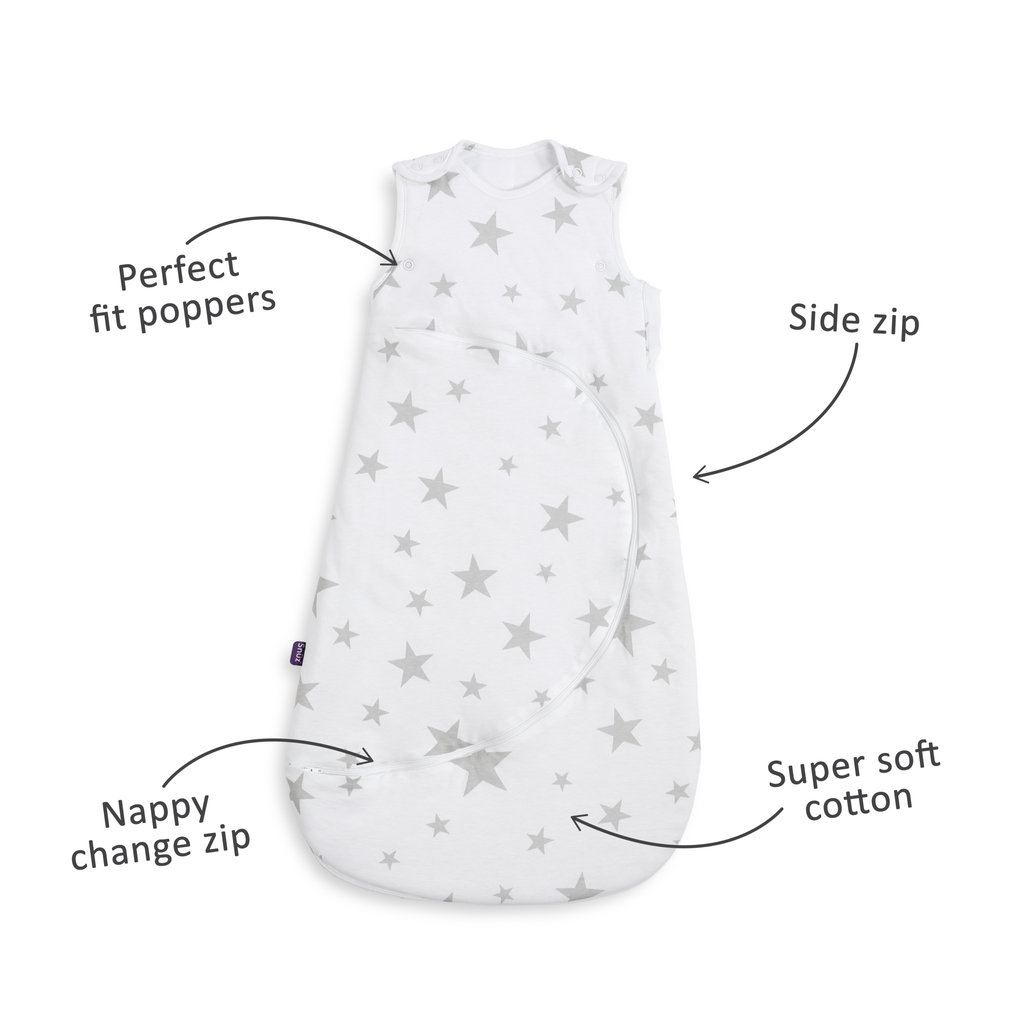 Snuz SnuzPouch Sleeping Bag 2.5 Tog- Grey Stars 0-6m