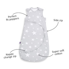 Snuz SnuzPouch Sleeping Bag  2.5  Tog- White Star 0-6m